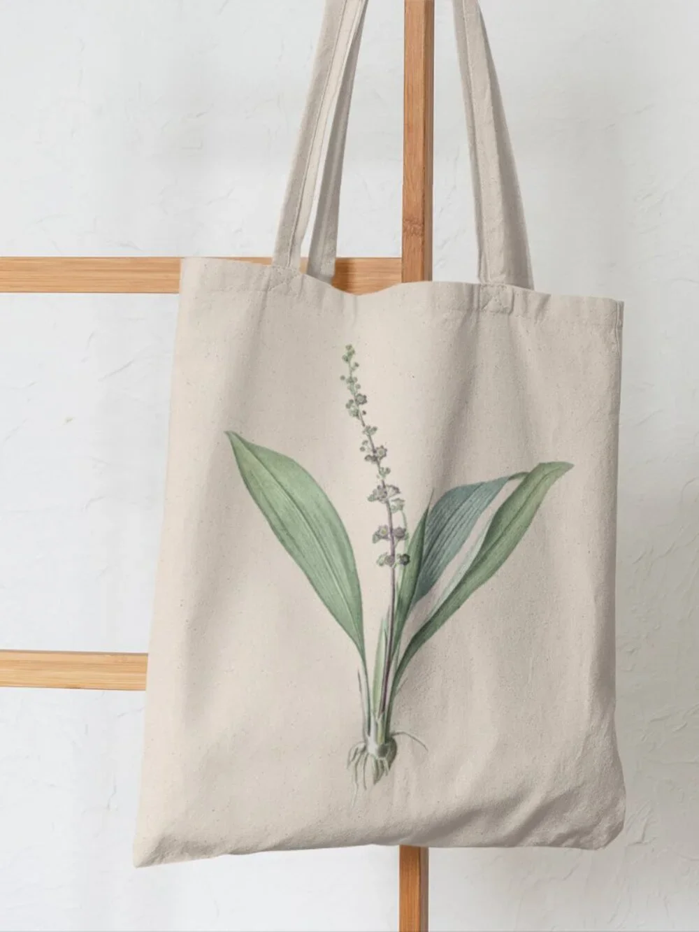 Purple-Flowered Peliosanthes Vintage Floral Print Graphic Canvas Tote Bag
